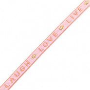 Ribbon text "Live Laugh Love" Pink-coral pink